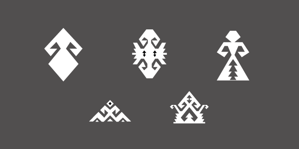 腰に手を当てた女性の文様の画像